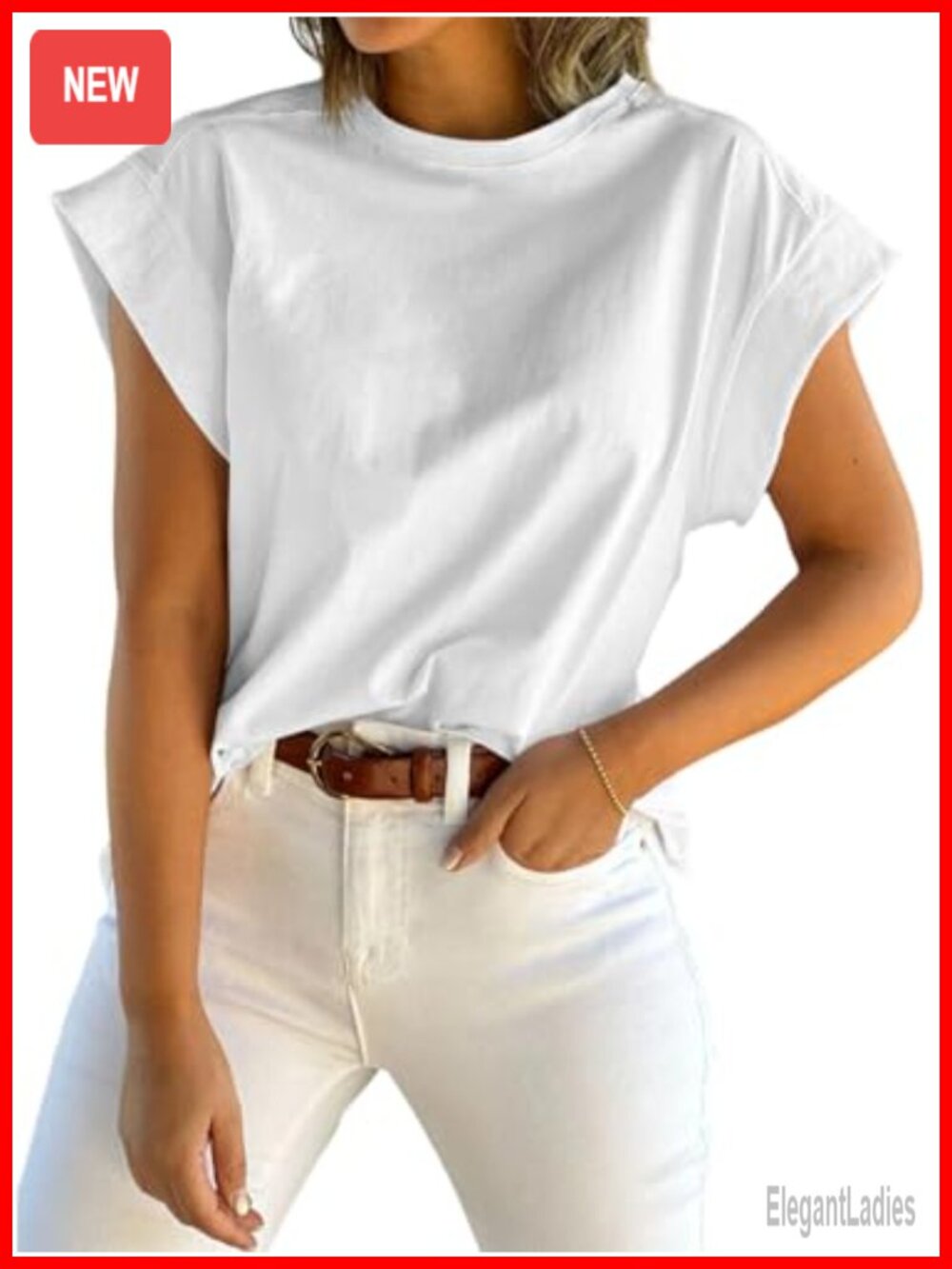 Cap Sleeve Tank Top Crewneck Solid Casual Basic Tee Loose Fit Polyester Cotton